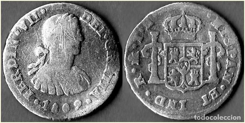 Moedas de Espanha: 1809 - ESPA&Ntilde;A - FERNANDO VII - 1/2 REAL - KM # 73 - MEXICO