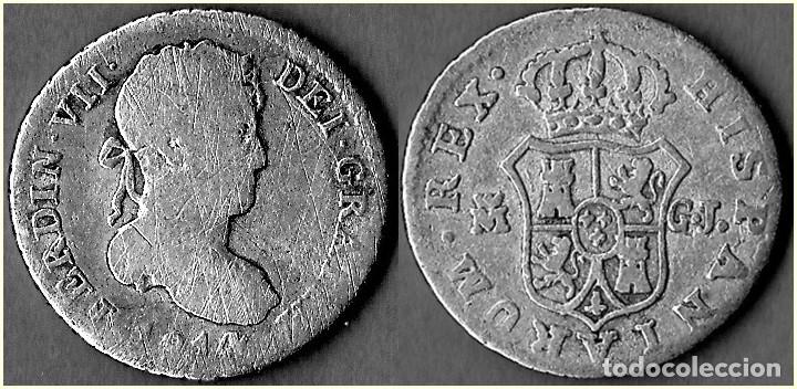 Monedas de Espa&ntilde;a: ESPA&Ntilde;A - REINADO FERNANDO VII - 1/2 REAL - FECHA NO LEGIBLE - CECA M GJ MADRID - PLATA
