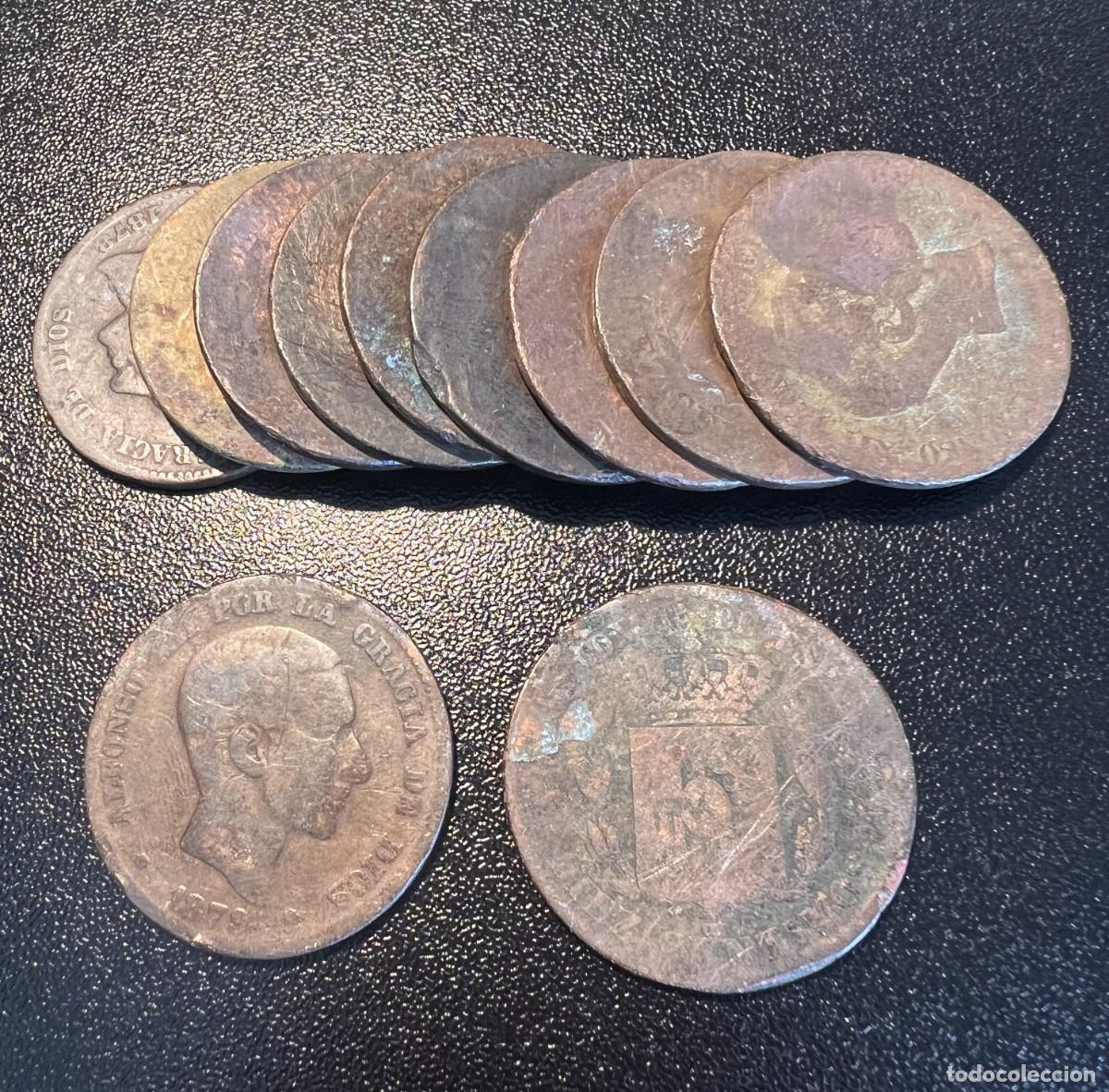 Monedas de Espa&ntilde;a: 11 Monedas (Lote) 10 C&eacute;ntimos Espa&ntilde;a 1878 y 1879 Alfonso XII OM