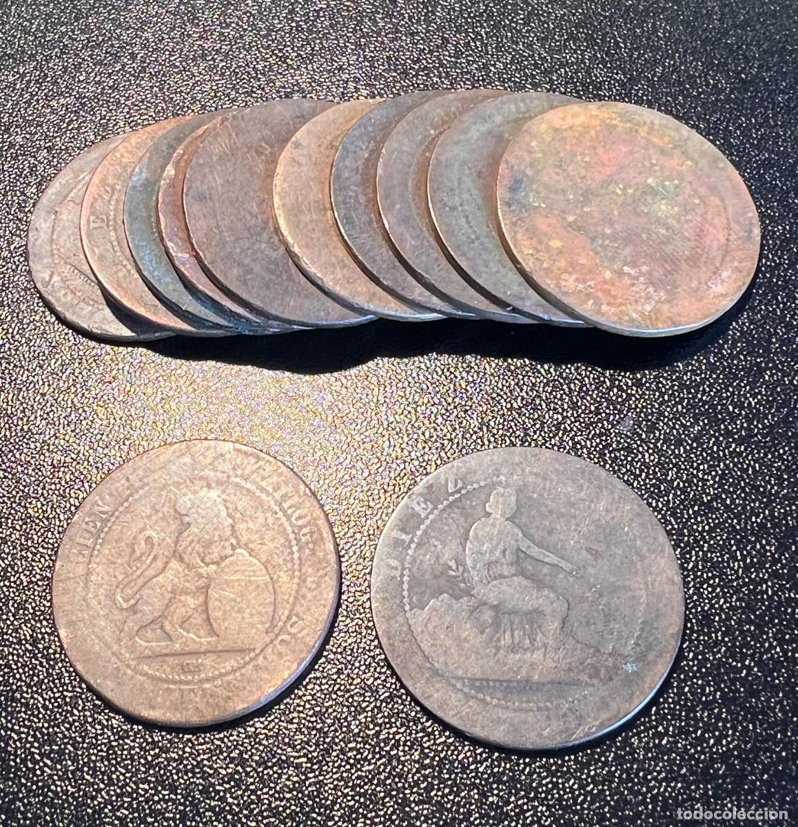 Monedas de Espa&ntilde;a: 12 Monedas (Lote) 10 C&eacute;ntimos Espa&ntilde;a 1870 OM Gobierno Provisional &ldquo;Perra Gorda&rdquo;