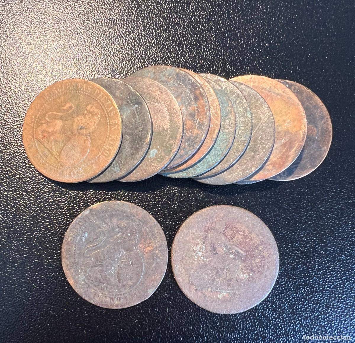 Monedas de Espa&ntilde;a: 13 Monedas (Lote) 5 C&eacute;ntimos Espa&ntilde;a 1870 OM Gobierno Provisional Perra Chica