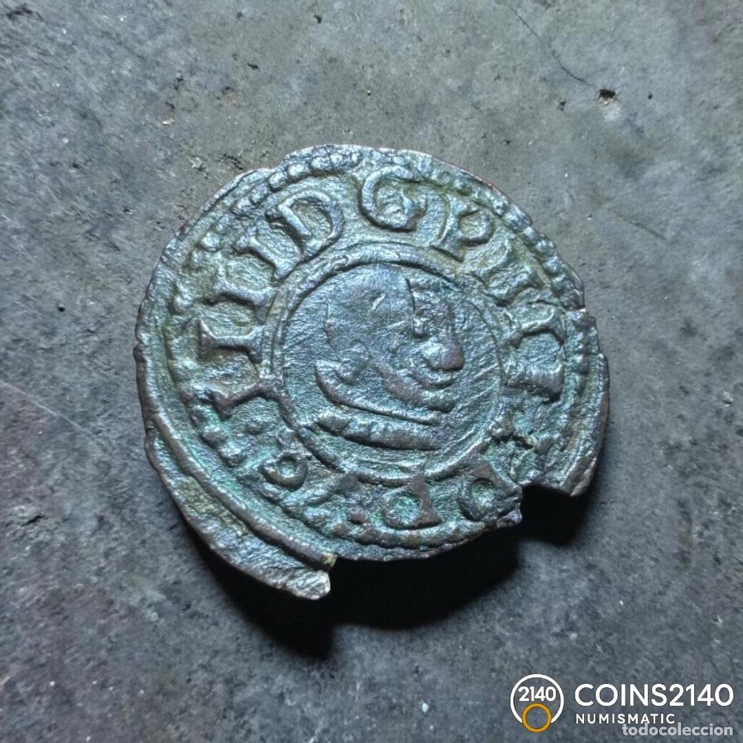 Monedas de Espa&ntilde;a: Felipe IV (1621-1665). 2 maraved&iacute;s. 166(sic). Burgos. R. (AC-115). (Jarabo-Sanahuja-M48). 0,39g.