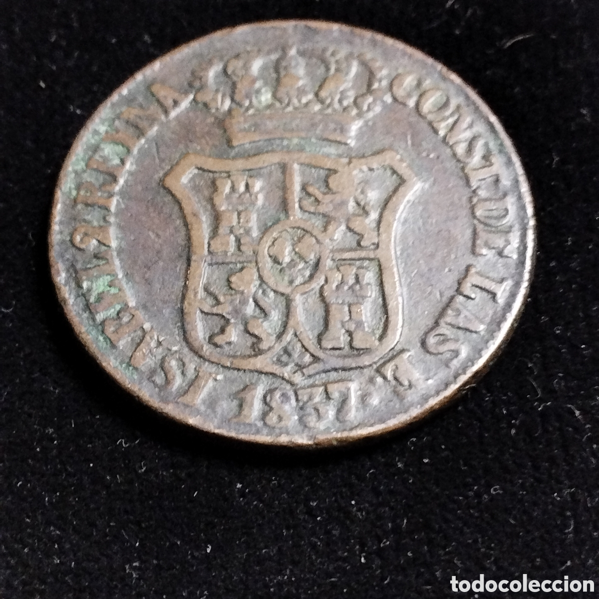 Monedas de Espa&ntilde;a: Moneda 6 Cuartos. Isabel ll. 1837. Principado de Catalu&ntilde;a.