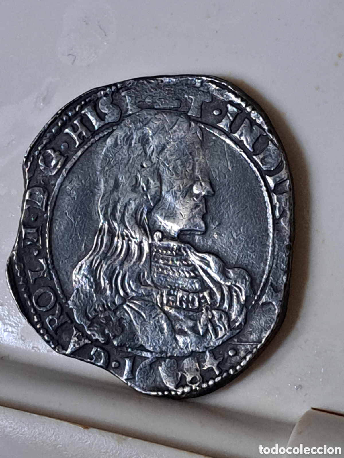 Monnaies d'Espagne: El ducat&oacute;n de plata m&aacute;s raro de Carlos II busto viejo a&ntilde;o 1684 acu&ntilde;ada en Bruselas