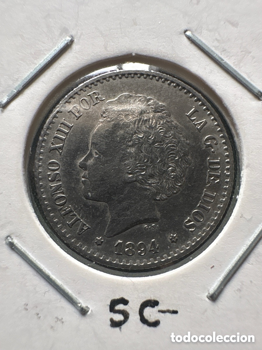 Monedas de Espa&ntilde;a: Moneda 50 c&eacute;ntimos de plata 1894, Alfonso XIII, SC (A5)
