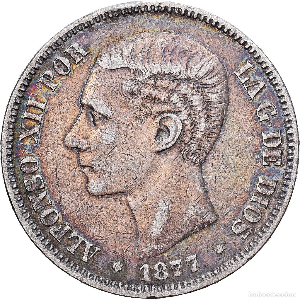 Monedas de Espa&ntilde;a: [#1117828] Espa&ntilde;a, Alfonso XII, 5 Pesetas, 1877, Madrid, MBC, Plata, KM:676