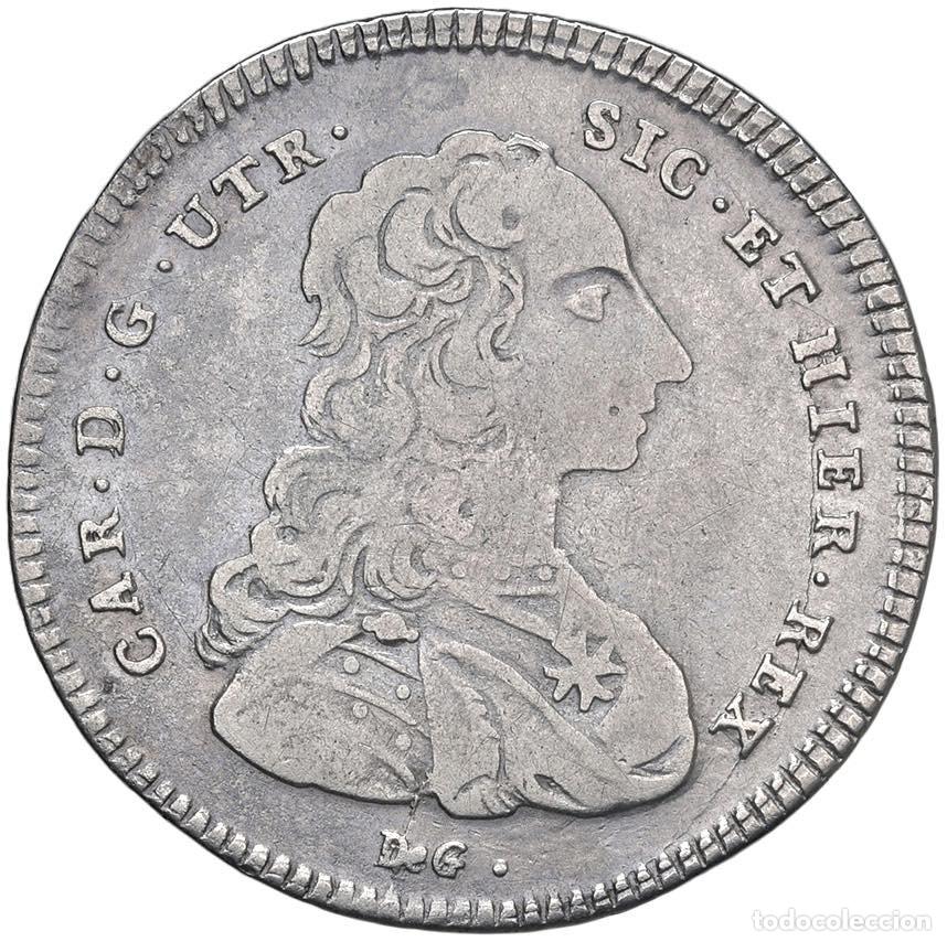 Monedas de Espa&ntilde;a: SC-Carlos III. 1/2 Piastra. 1754. N&aacute;poles. Plata 12,43 g. Escasa
