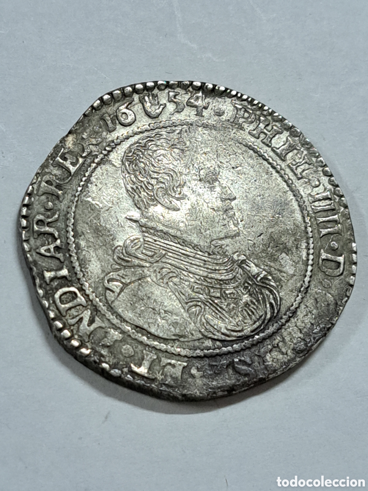 Monedas de Espa&ntilde;a: Ducat&oacute;n de plata reinado de Felipe IV a&ntilde;o 1654 acu&ntilde;ada en Amberes pesa 32,11 gr