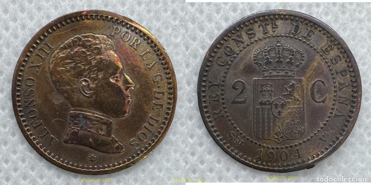 Monedas de Espa&ntilde;a: 5274 ESPA&Ntilde;A 1904 2 CENTIMOS ALFONSO XIII 1904 SMV *4