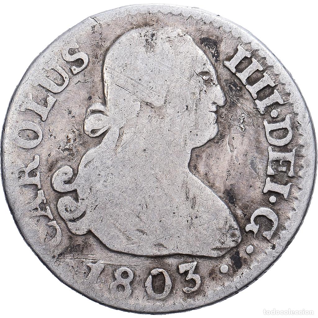 Monedas de Espa&ntilde;a: [#1202892] Espa&ntilde;a, Charles IV, 1/2 R&eacute;al, 1803, Madrid, Plata, BC+, KM:438.1