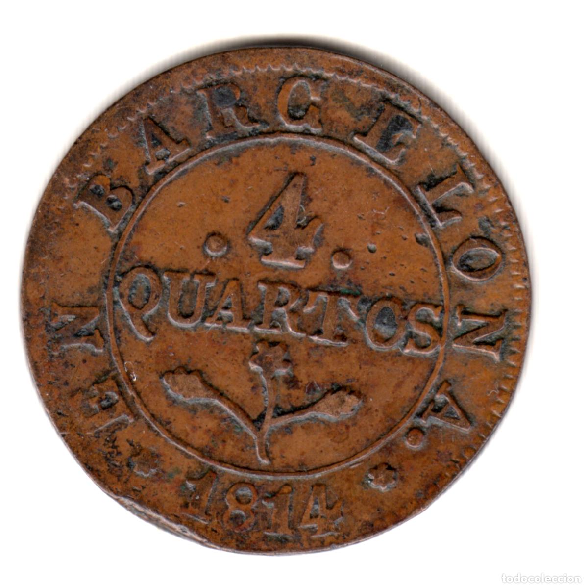 Monedas de Espa&ntilde;a: ESPA&Ntilde;A 4 cuartos cobre 1814 CATALU&Ntilde;A - Rey Fernando VII