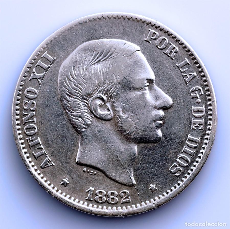 Monedas de Espa&ntilde;a: SC-Spain-Alfonso XII. 50 centavos de peso. 1882. Manila. . Plata 12,7 g. Escasa