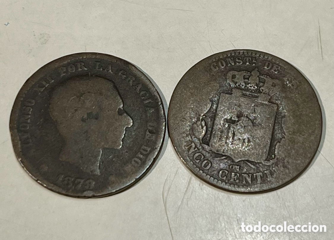 Monedas de Espa&ntilde;a: Moneda. Espa&ntilde;a. Alfonso XII. Bronce. 5 C&eacute;ntimos. 1879.