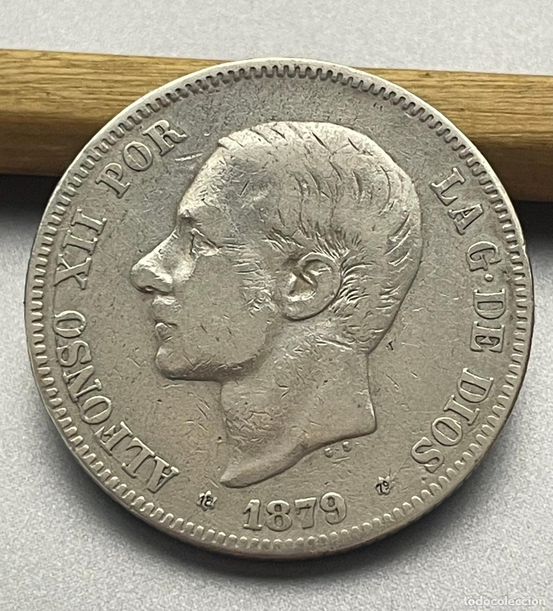 Monedas de Espa&ntilde;a: 2 pesetas 1879, Alfonso XII, EM M. Estrellas 18 y 79