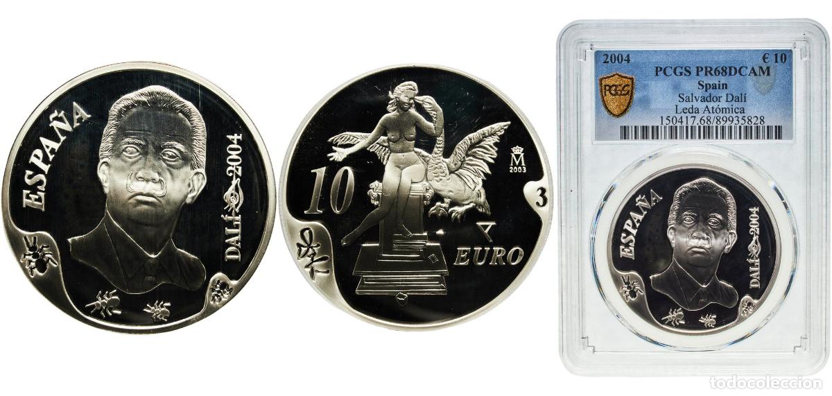 Monedas de Espa&ntilde;a: Spain Kingdom 2004 M 10 Euros (Salvador Dal&iacute; - Leda At&oacute;mica) Silver (.925) Madrid Mint (25000) 27g