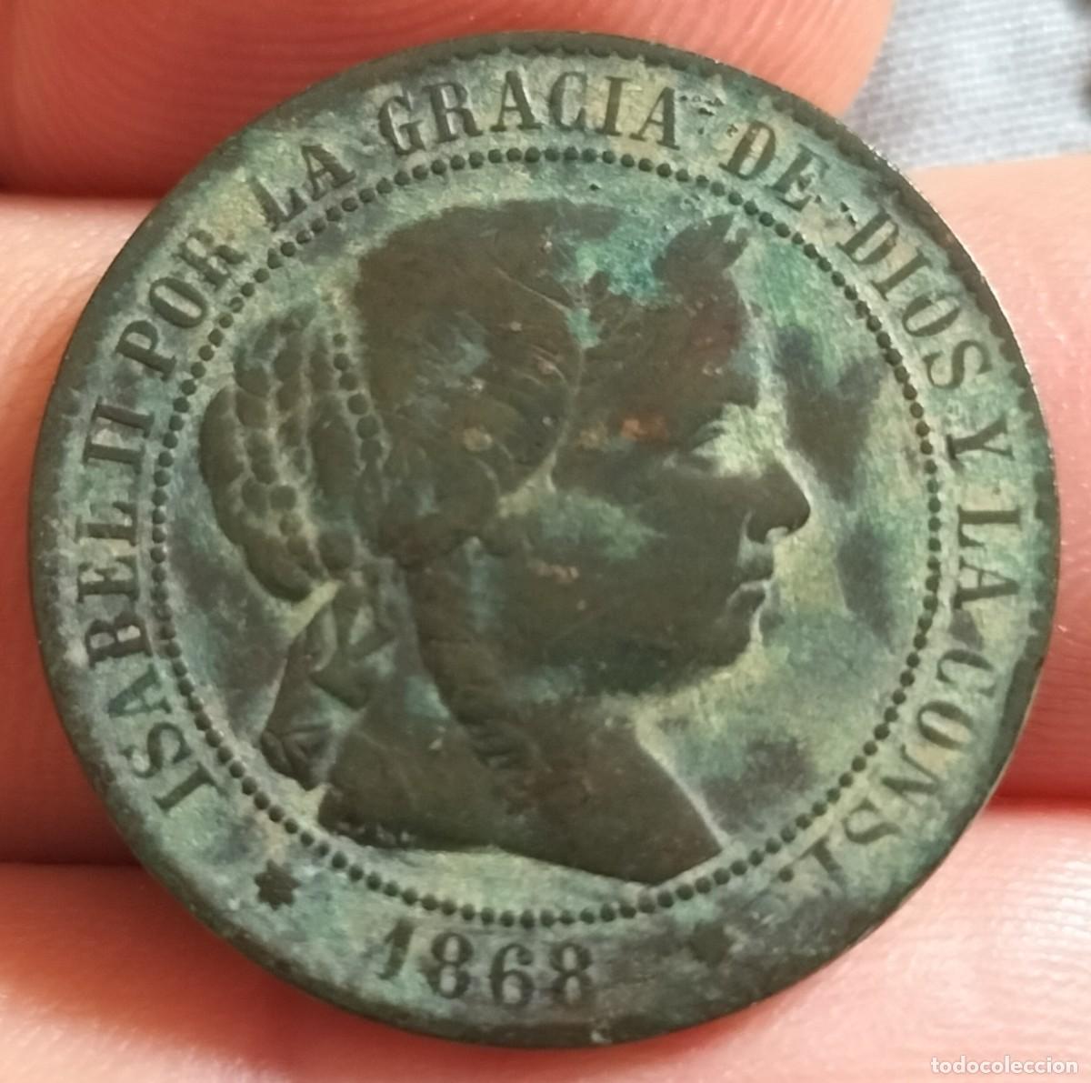 Monedas de Espa&ntilde;a: Espa&ntilde;a. Isabel II. 2 1/2 Centimos de Escudo. 1868. Sevilla.