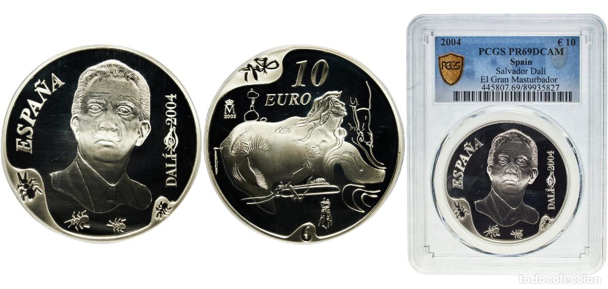 Monedas de Espa&ntilde;a: Spain Kingdom 2004 M 10 Euros (Salvador Dal&iacute; - El gran masturbador) Silver (.925) Madrid Mint (2500