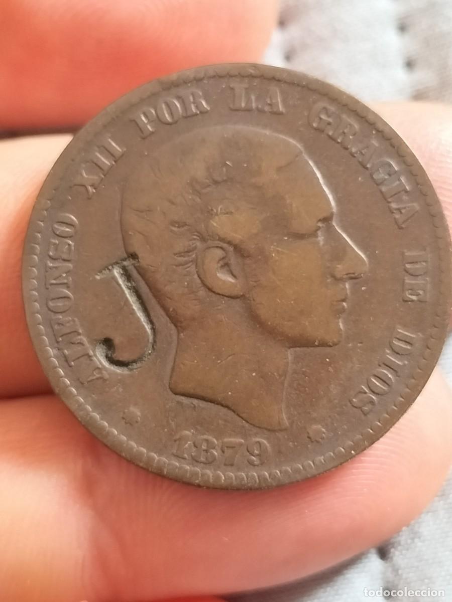 Monedas de Espa&ntilde;a: 10 CTS 1879. Alfonso XII. RESELLO J. GUERRA CIVIL