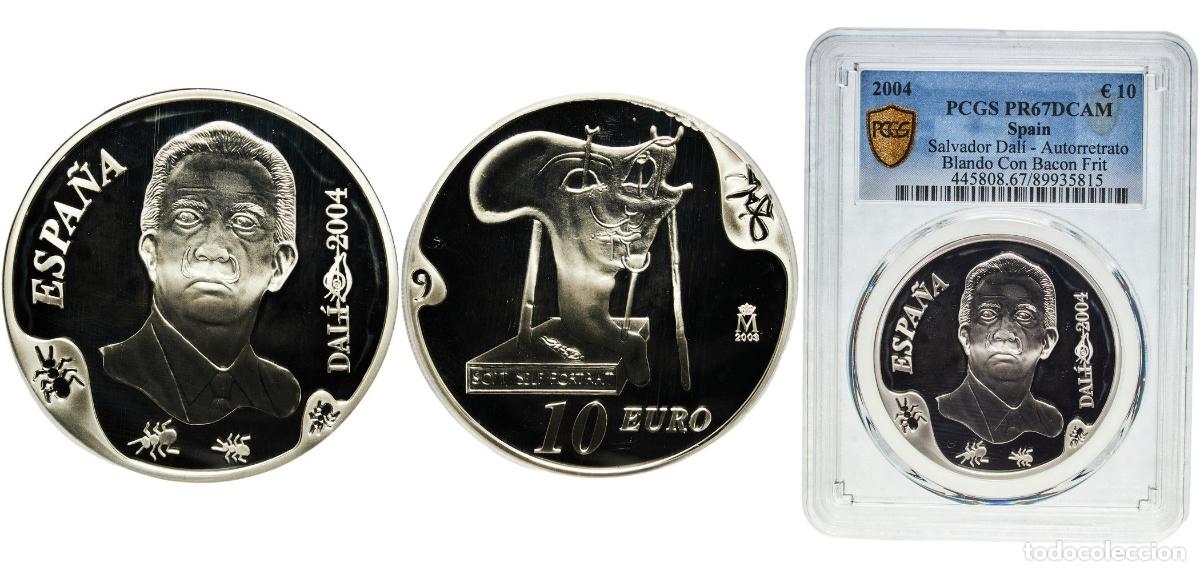 Monedas de Espa&ntilde;a: Spain Kingdom 2004 M 10 Euros (Salvador Dal&iacute; - Autorretrato blando con bacon frito) Silver (.925) M