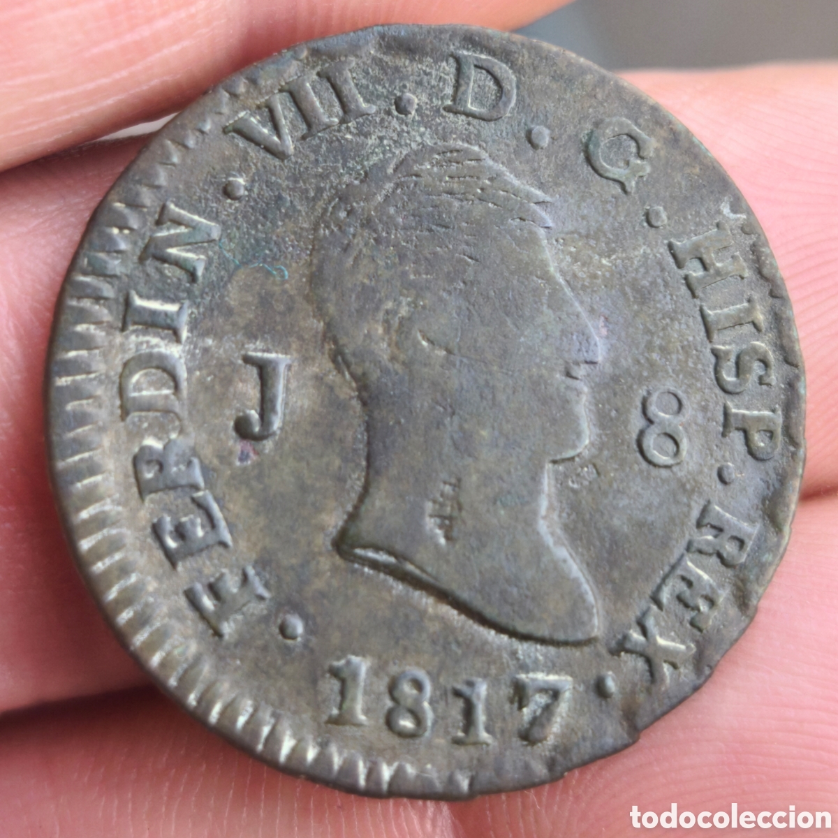 Monedas de Espa&ntilde;a: Fernando VII 1817 8 maravedis Jubia