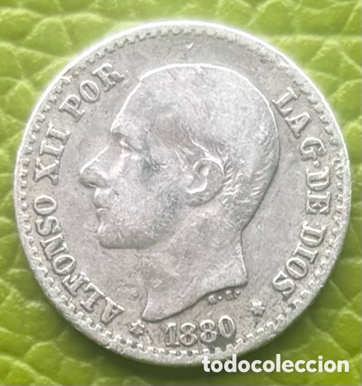 Monedas de Espa&ntilde;a: ALFONSO XII. 50 CENTIMOS DE PESETA. 1880 (8-0). PLATA.