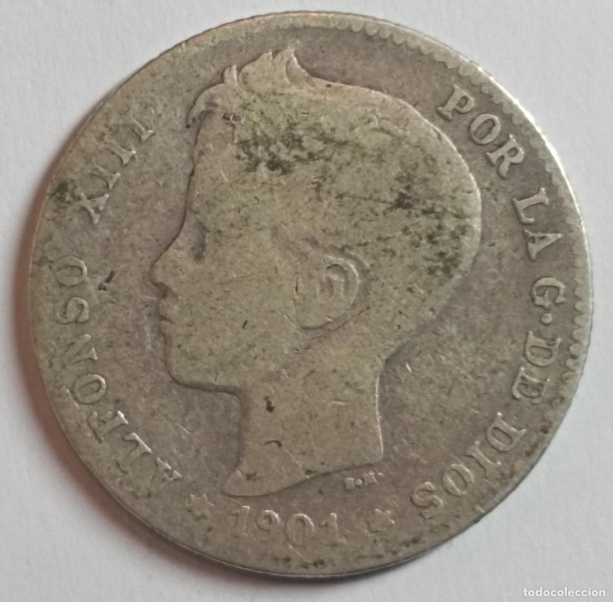 Monedas de Espa&ntilde;a: Moneda de Espa&ntilde;a 1 peseta Alfonso XIII 1901 de plata