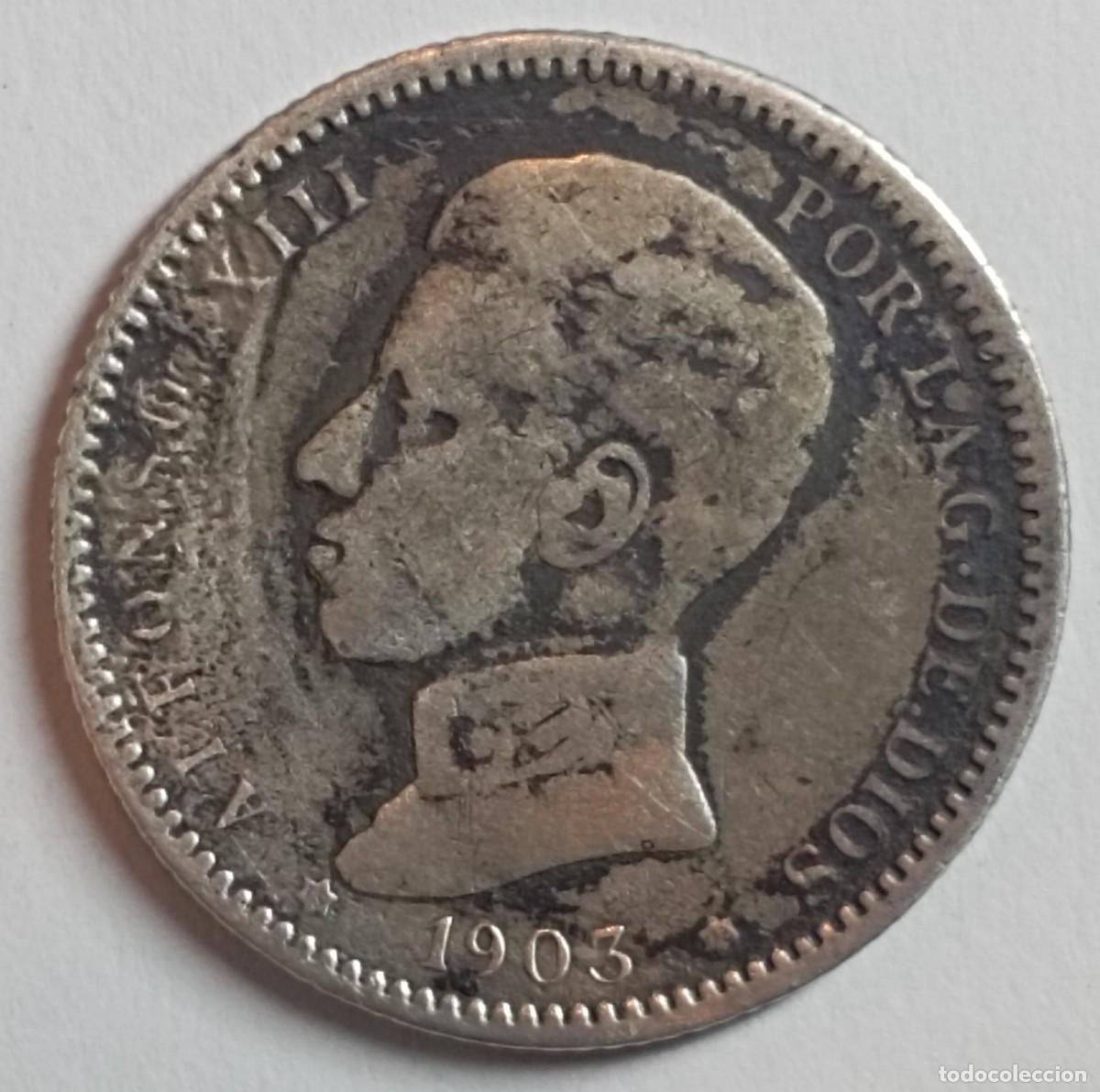 Monedas de Espa&ntilde;a: Moneda de Espa&ntilde;a 1 peseta Alfonso XIII 1903 de plata