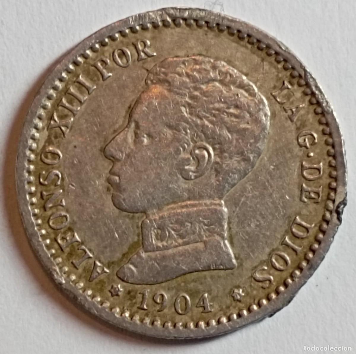 Monedas de Espa&ntilde;a: Moneda de Espa&ntilde;a 50 c&eacute;ntimos de Alfonso XIII 1904 de plata