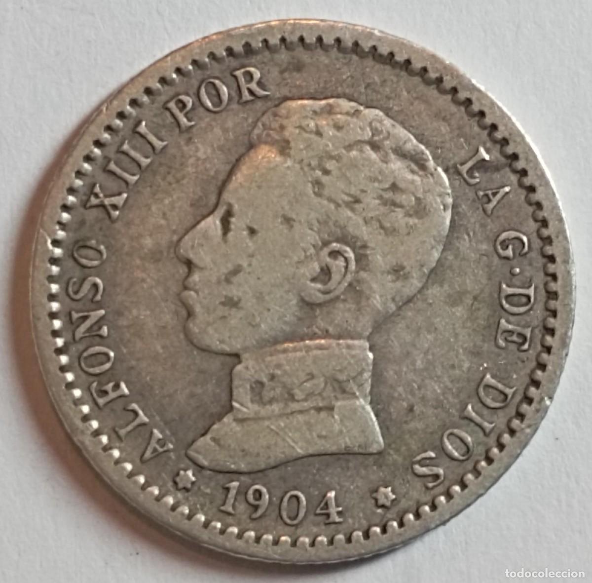 Monedas de Espa&ntilde;a: Moneda de Espa&ntilde;a 50 c&eacute;ntimos de Alfonso XIII 1904 de plata