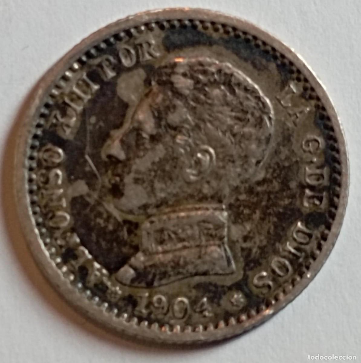 Monedas de Espa&ntilde;a: Moneda de Espa&ntilde;a 50 c&eacute;ntimos de Alfonso XIII 1904 de plata