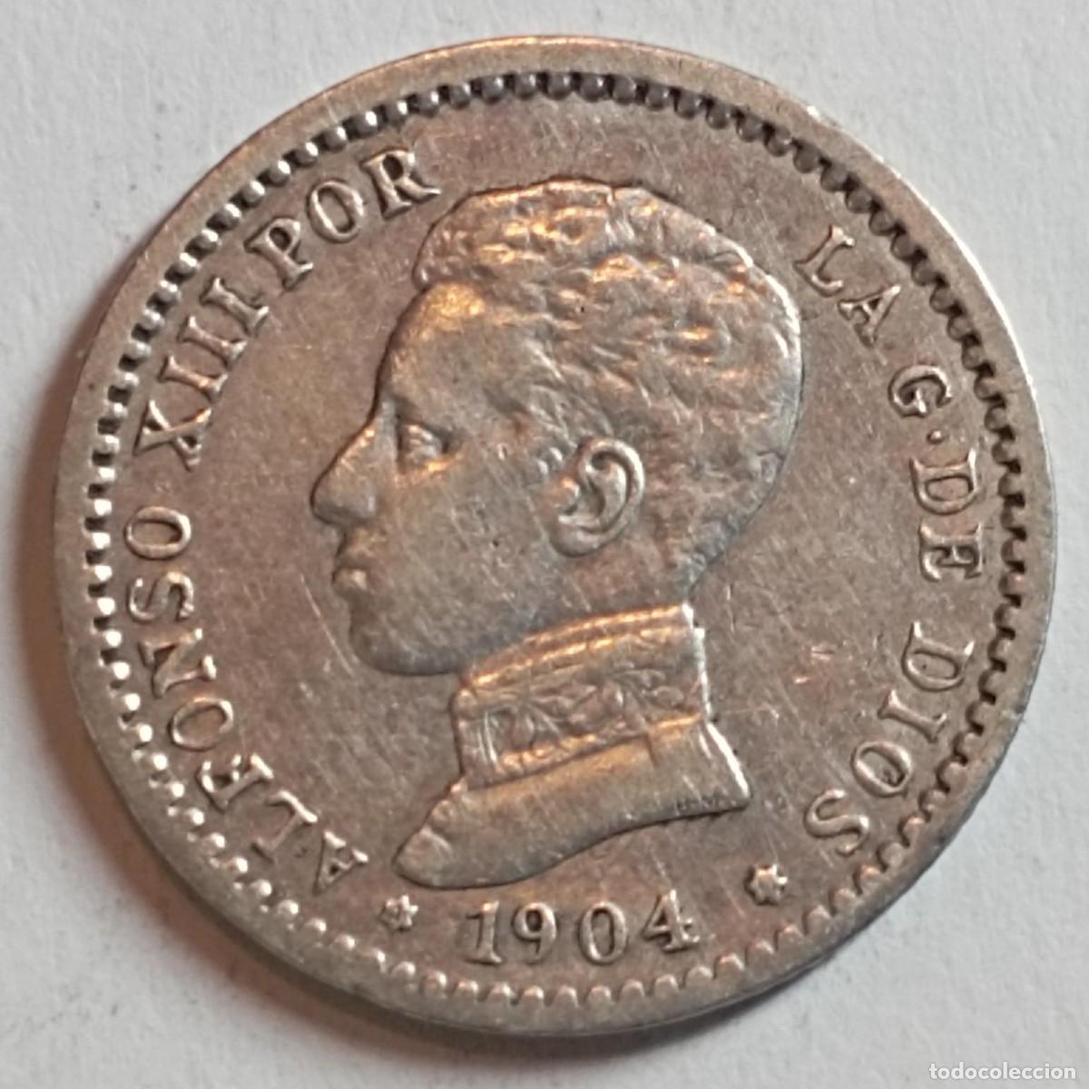 Monedas de Espa&ntilde;a: Moneda de Espa&ntilde;a 50 c&eacute;ntimos de Alfonso XIII 1904 de plata