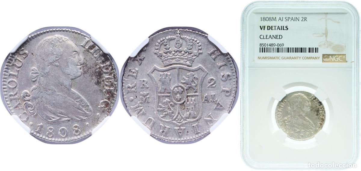 Monedas de Espa&ntilde;a: Spain Kingdom 1808 M AI 2 Reales - Carlos IV Silver (.806) Madrid Mint 6g NGC VF KM 430.1 Cal 980 A