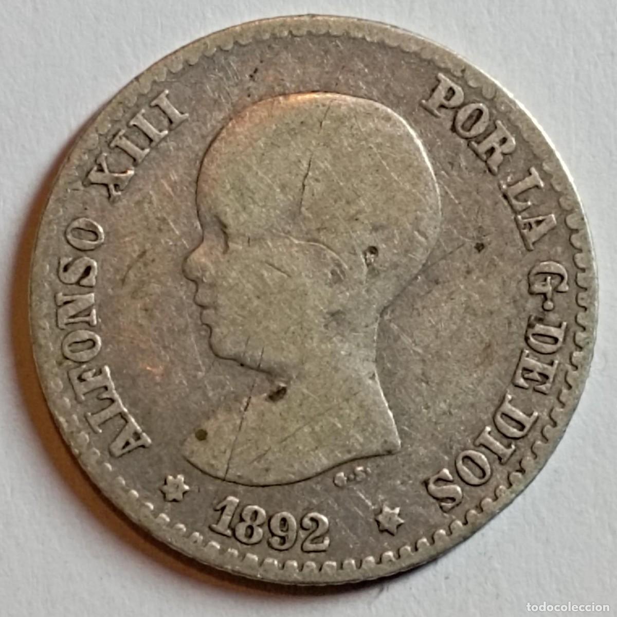 Monedas de Espa&ntilde;a: Moneda de Espa&ntilde;a 50 c&eacute;ntimos de Alfonso XIII 1892 de plata