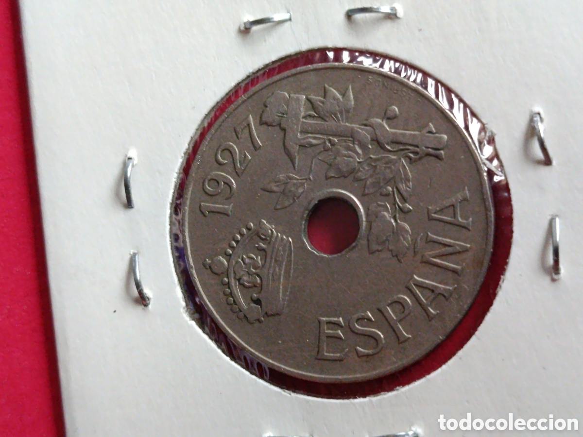 Monedas de Espa&ntilde;a: ALFONSO XIII. 25 C&Eacute;NTIMOS DE 1927. - Foto 2
