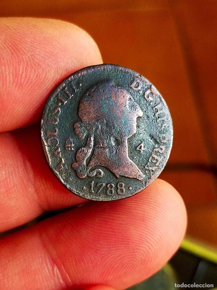 Monedas de Espa&ntilde;a: MONEDA DE 4 CUATRO MARAVEDIES MARAVEDIS CARLOS III 1788 CECA SEGOVIA ESPA&Ntilde;A REGULAR CONSERVACION