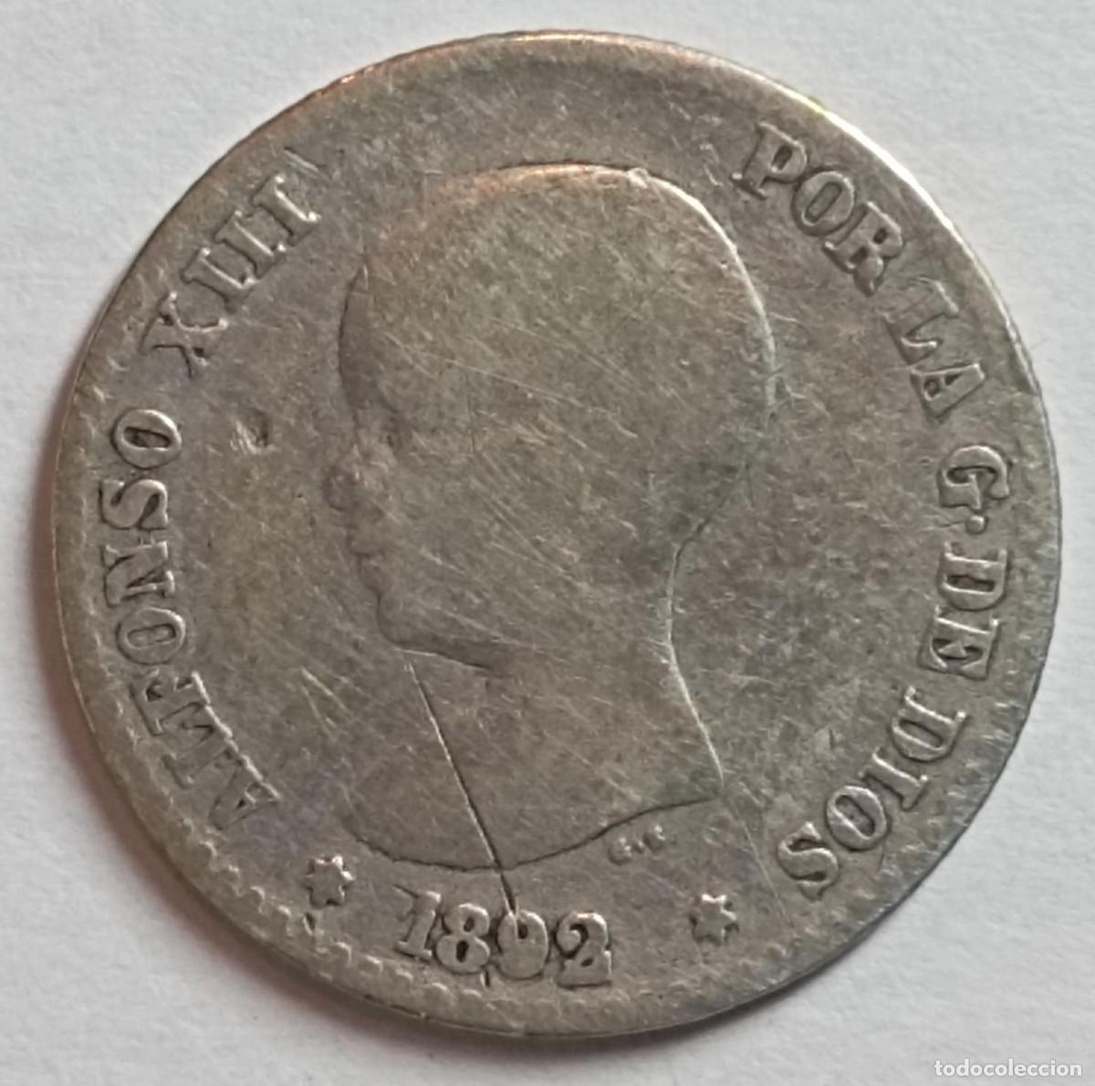 Monedas de Espa&ntilde;a: Moneda de Espa&ntilde;a 50 c&eacute;ntimos Alfonso XIII 1892 de plata