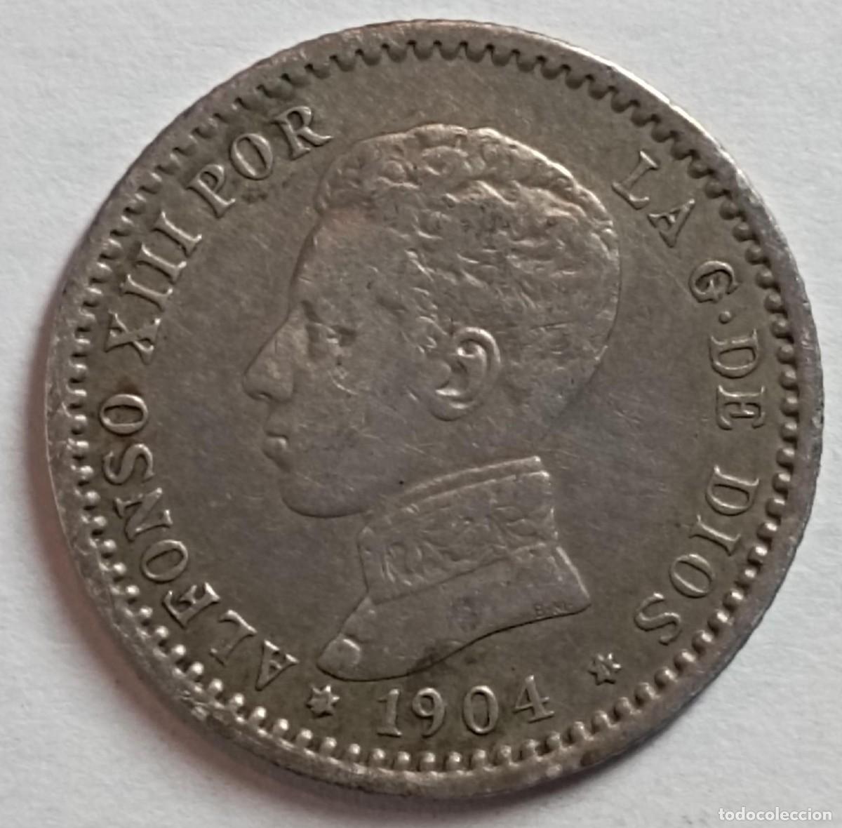 Monedas de Espa&ntilde;a: Moneda de Espa&ntilde;a 50 c&eacute;ntimos Alfonso XIII 1904 de plata