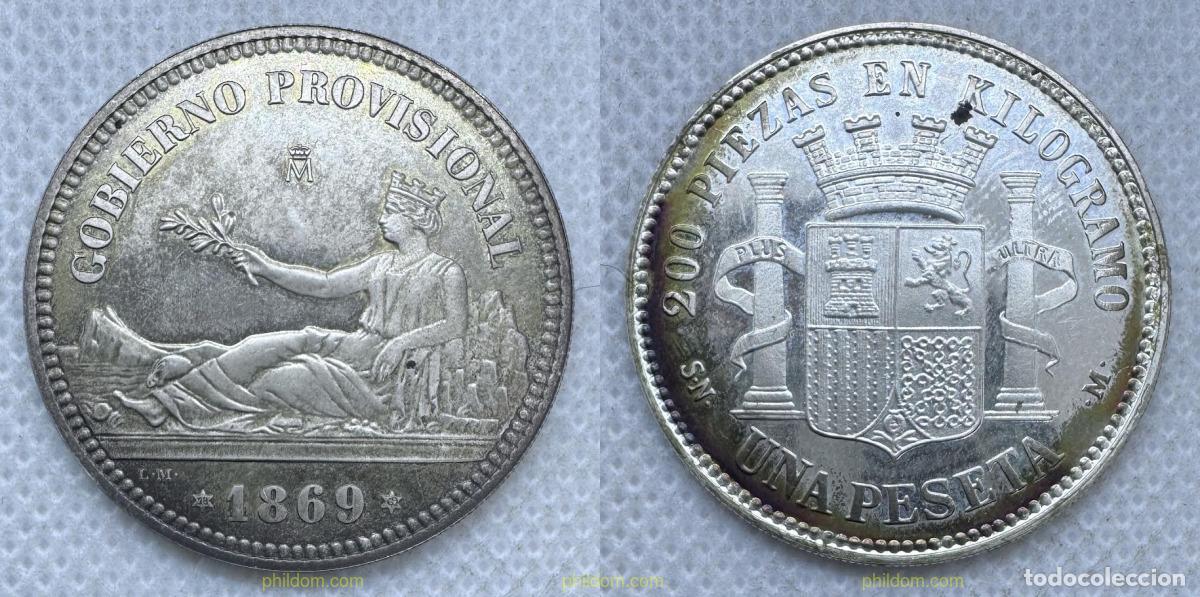 Monedas de Espa&ntilde;a: 5257 ESPA&Ntilde;A 1869 1 PESETA GOBIERNO PROVISIONAL 1869 SNM (copia de plata)