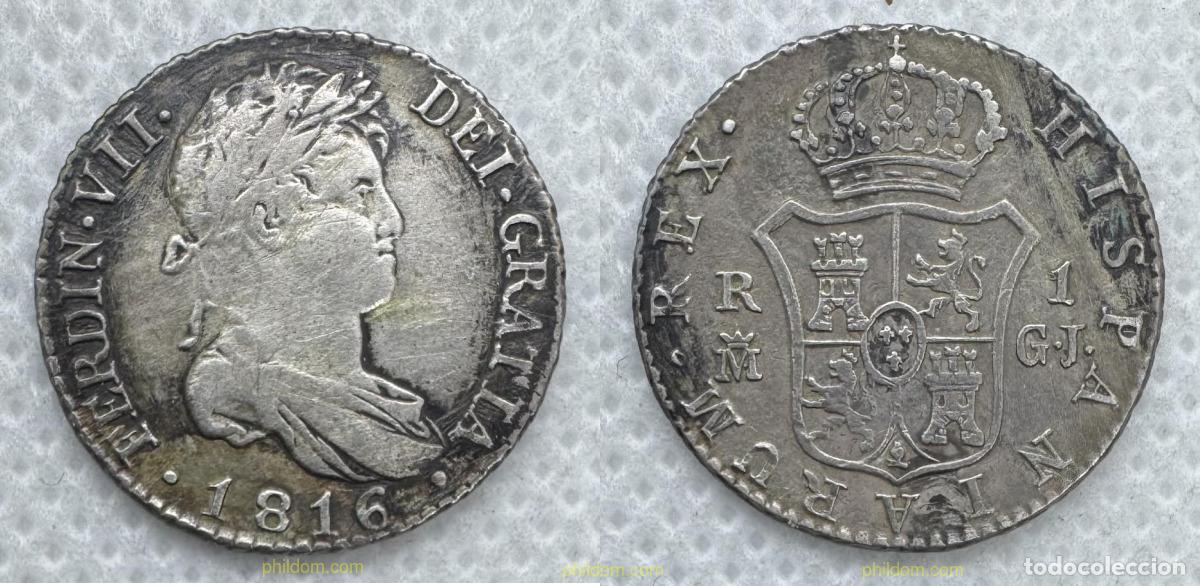 Monedas de Espa&ntilde;a: 5245 ESPA&Ntilde;A 1816 FERNANDO VII 1816 1 REAL MADRID GJ