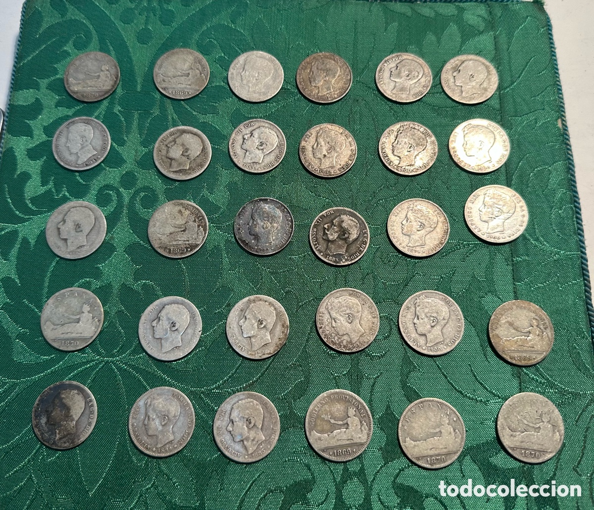 Monedas de Espa&ntilde;a: LOTE DE 30 MONEDAS DE 1 PESETA DE PLATA.