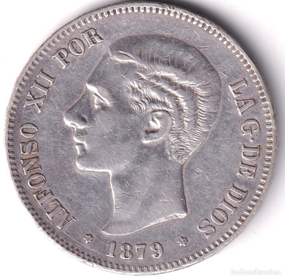 Monete da Spagna: ESPA&Ntilde;A MONEDA ALFONSO XII 5 PESETAS 1879 * 18 * 79 E.M.M - MBC