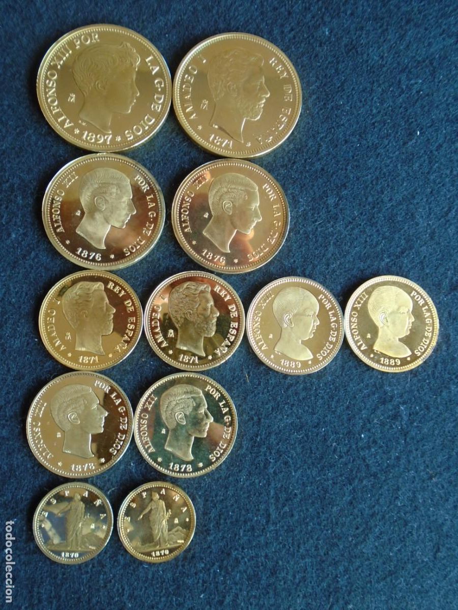 Monedas de Espa&ntilde;a: (MO-260505)LOTE DE 12 MONEDAS DE PLATA DORADA REPLICAS ESPA&Ntilde;OLAS