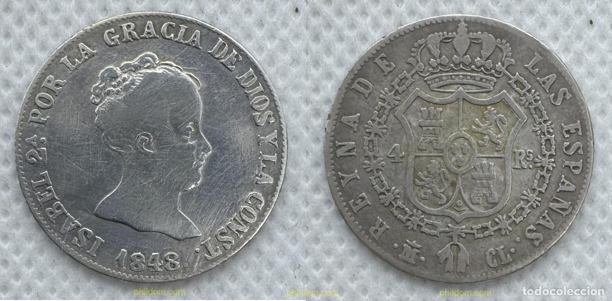 Monedas de Espa&ntilde;a: 5208 ESPA&Ntilde;A 1848 ISABEL II 4 REALES 1845 MADRID CL