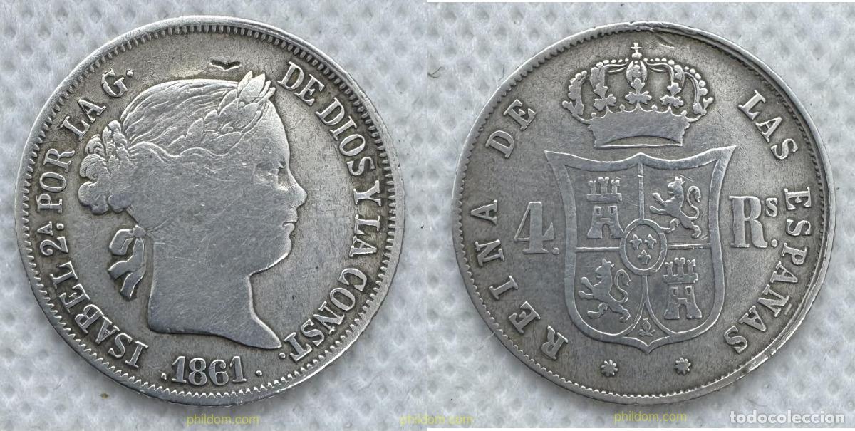 Monedas de Espa&ntilde;a: 5209 ESPA&Ntilde;A 1861 ISABEL II - 4 REALES 1861 MADRID