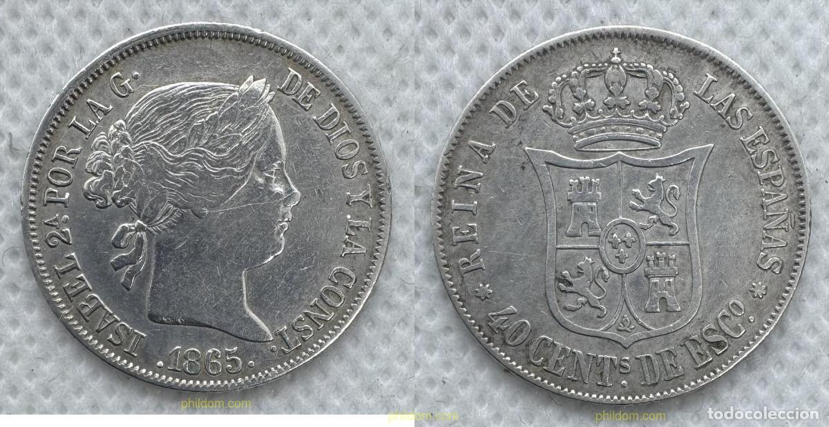 Monedas de Espa&ntilde;a: 5212 ESPA&Ntilde;A 1865 ISABEL II 40 CENTIMOS DE ESCUDO 1865