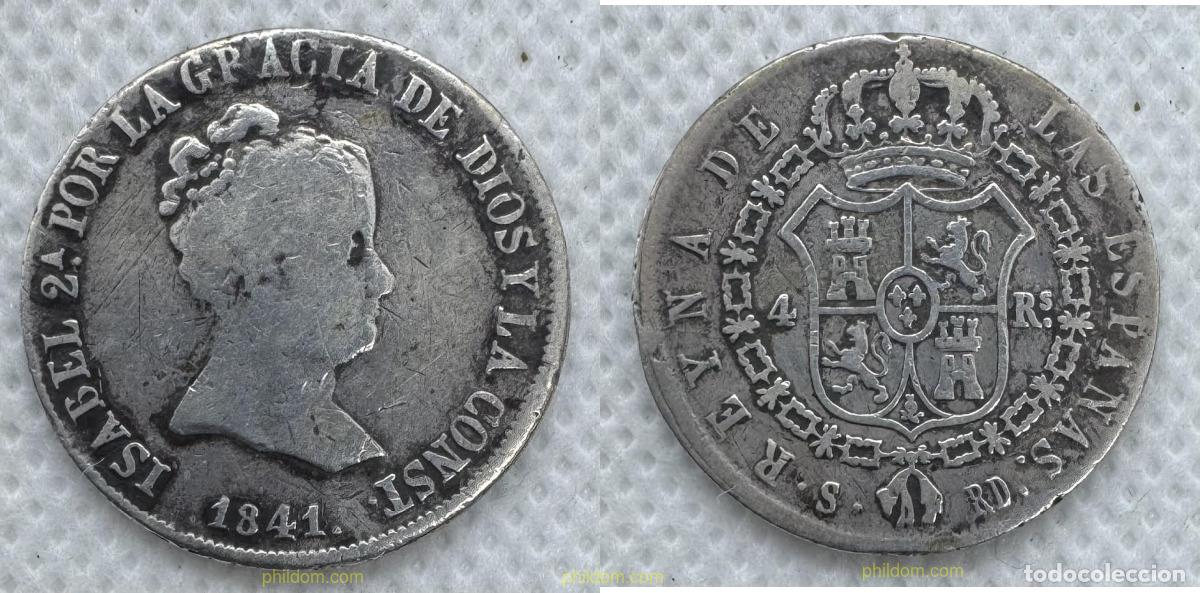 Monedas de Espa&ntilde;a: 5203 ESPA&Ntilde;A 1841 ISABEL II 4 REALES 1841 SEVILLA RD