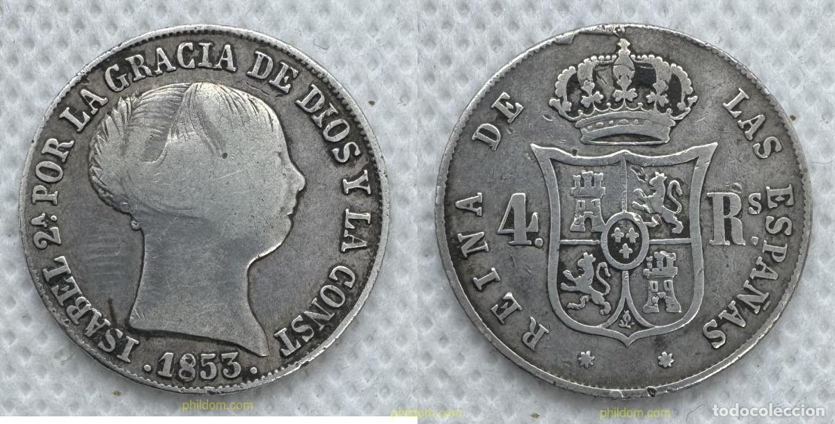 Monedas de Espa&ntilde;a: 5205 ESPA&Ntilde;A 1853 ISABEL II. 4 REALES 1853 MADRID
