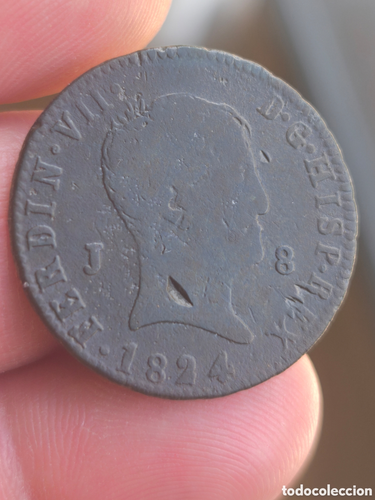 Monedas de Espa&ntilde;a: Fernando VII 1824 8 maravedis Jubia