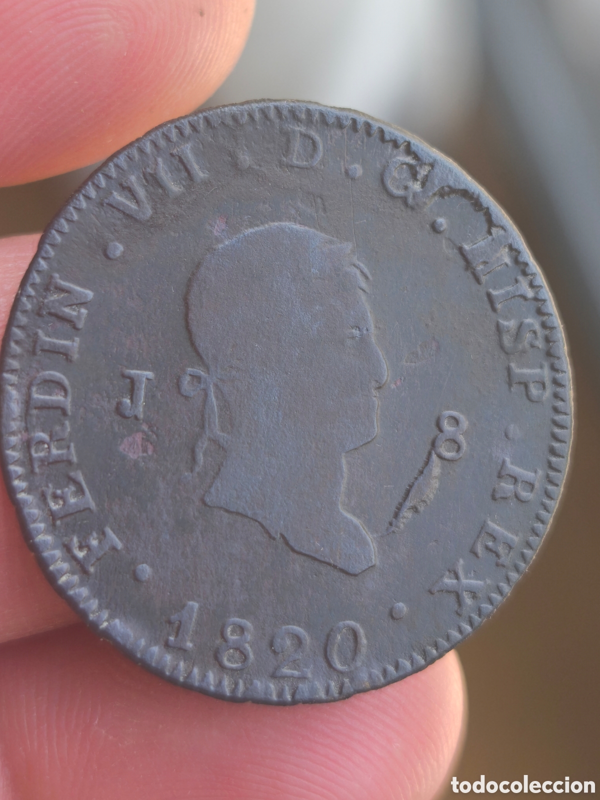Monedas de Espa&ntilde;a: Fernando VII 1820 8 maravedis Jubia