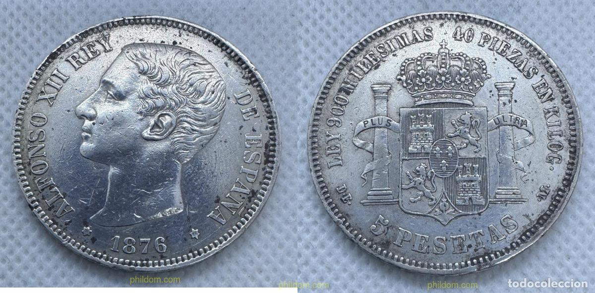 Monedas de Espa&ntilde;a: 5198 ESPA&Ntilde;A 1876 ALFONSO XII 5 PESETAS 1876 DE M